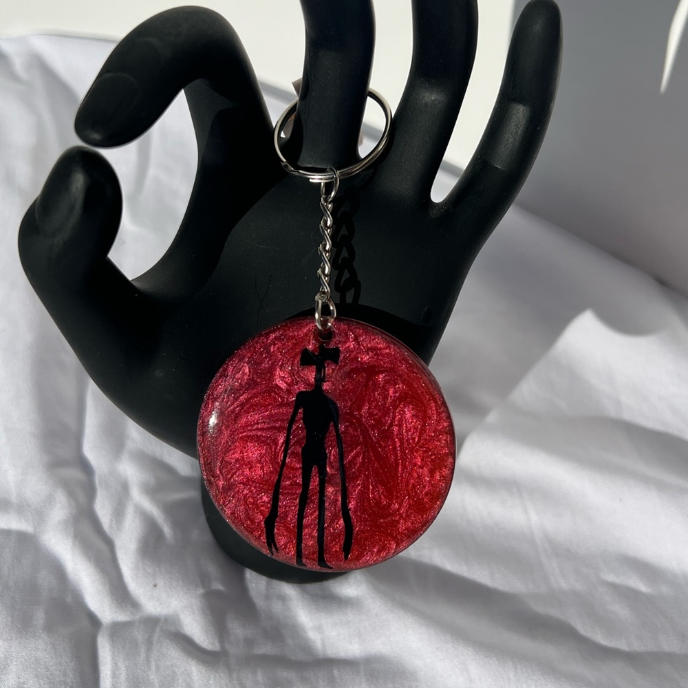 Handmade Siren Head Keychain, Red